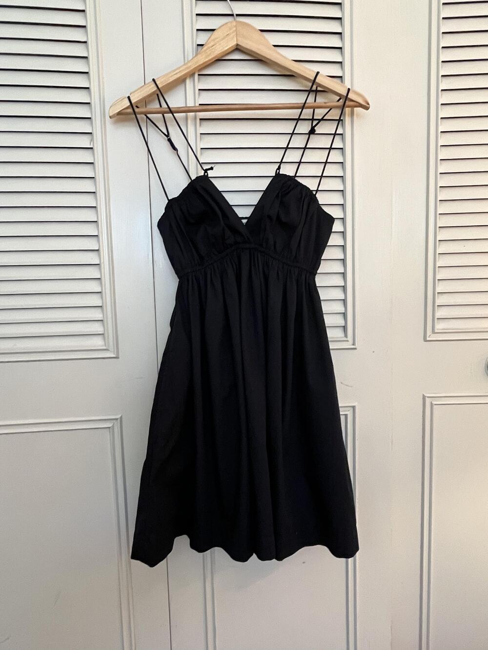 Abercrombie & Fitch Sundress Womens XS Black Fit Flare Strappy V Neck Mini